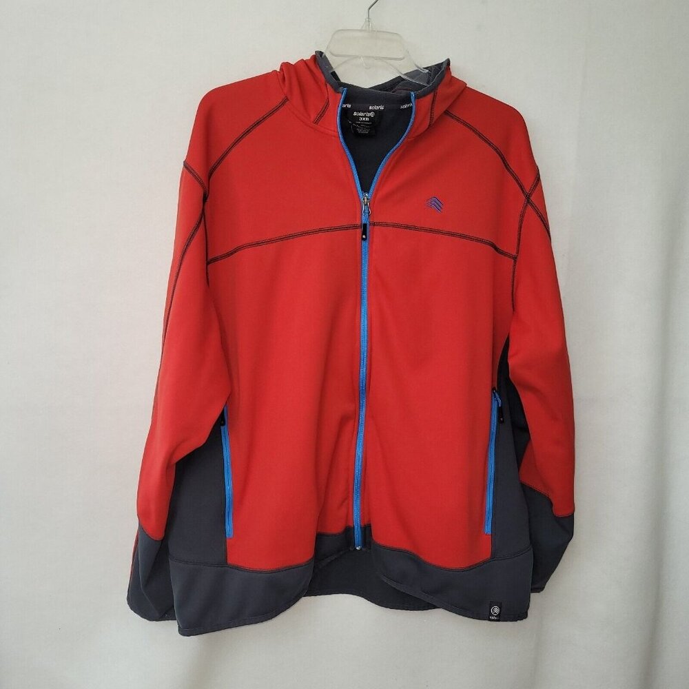 Solaris Jacket Mens 3XB Red Full Zip Hooded Lightweight‎ Softshell Zip Pockets